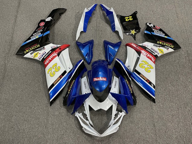 22 Rockstar Blanco & Azul 11-24 Suzuki GSXR 600-750 Carenado 22 Rockstar Blanco & Azul 11-24 Suzuki GSXR 600-750 Carenado
