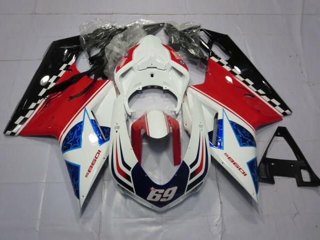 69 Blanco & Rojo 07-14 Ducati 848 1098 1198 Carenado 69 Blanco & Rojo 07-14 Ducati 848 1098 1198 Carenado