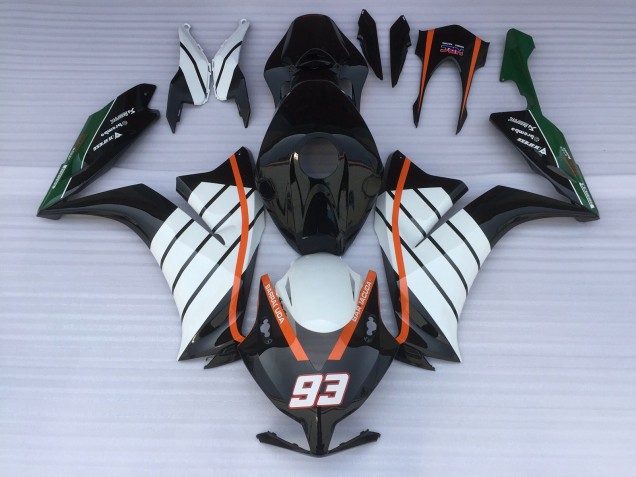93 Baracuda Blanco & Negro 12-16 Honda CBR1000RR Carenado 93 Baracuda Blanco & Negro 12-16 Honda CBR1000RR Carenado