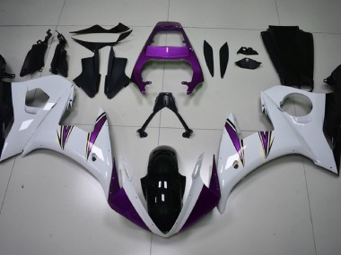 Acentos En Blanco Brillante & Morado 03-04 Yamaha R6 Carenado