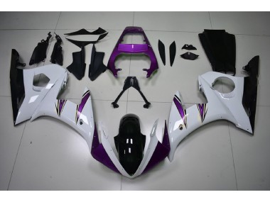Acentos En Blanco Brillante & Morado 03-04 Yamaha R6 Carenado