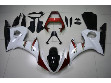 Acentos En Blanco Brillante & Rojo 03-04 Yamaha R6 Carenado