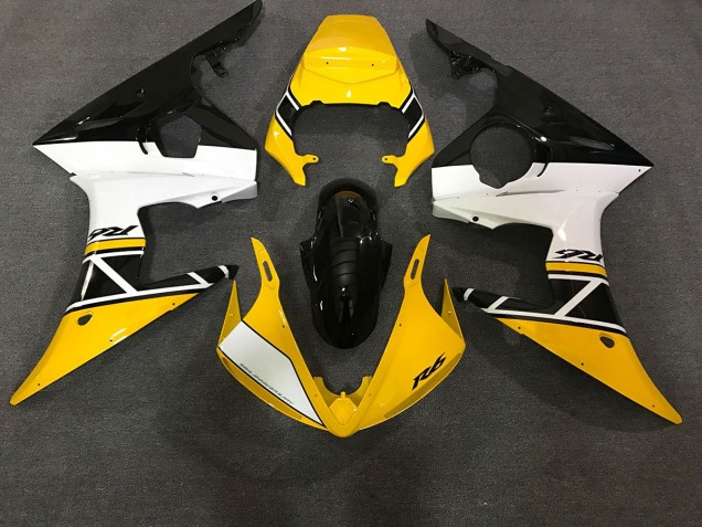 Amarillo Brillante & Blanco 03-04 Yamaha R6 Carenado Amarillo Brillante & Blanco 03-04 Yamaha R6 Carenado