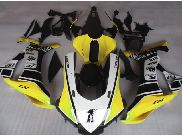 Amarillo Brillante & Blanco 15-19 Yamaha R1 Carenado Amarillo Brillante & Blanco 15-19 Yamaha R1 Carenado