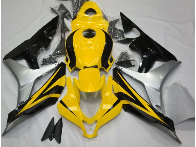 Amarillo Brillo Plata & Negro 07-08 Honda CBR600RR Carenado Amarillo Brillo Plata & Negro 07-08 Honda CBR600RR Carenado