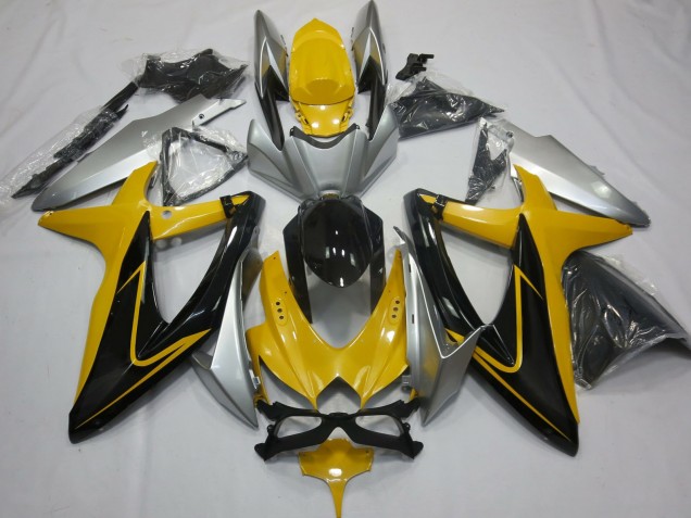 Amarillo Negro & Plata 08-10 Suzuki GSXR 600-750 Carenado Amarillo Negro & Plata 08-10 Suzuki GSXR 600-750 Carenado