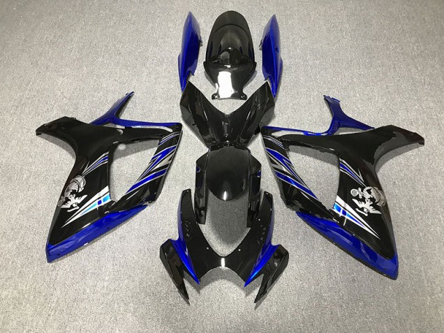 Azul Brillante & Negro Personalizado 06-07 Suzuki GSXR 600-750 Carenado Azul Brillante & Negro Personalizado 06-07 Suzuki GSXR 600-750 Carenado
