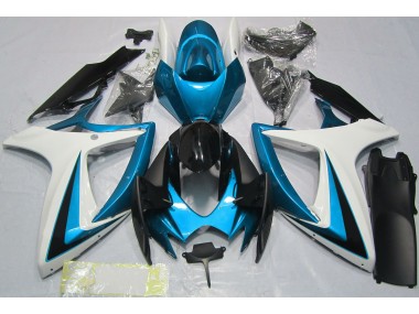 Azul Claro & Blanco 06-07 Suzuki GSXR 600-750 Carenado
