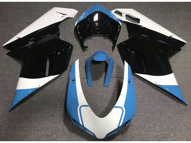Azul Claro Brillante Blanco & Negro 07-14 Ducati 848 1098 1198 Carenado Azul Claro Brillante Blanco & Negro 07-14 Ducati 848 1098 1198 Carenado