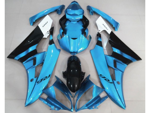 Azul Claro Brillante & Negro 06-07 Yamaha R6 Carenado Azul Claro Brillante & Negro 06-07 Yamaha R6 Carenado