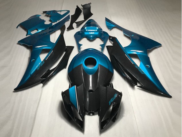 Azul Claro Con Estilo Fibra De Carbono 08-16 Yamaha R6 Carenado Azul Claro Con Estilo Fibra De Carbono 08-16 Yamaha R6 Carenado