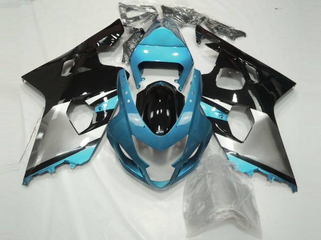 Azul Claro Plateado & Negro 04-05 Suzuki GSXR 600-750 Carenado Azul Claro Plateado & Negro 04-05 Suzuki GSXR 600-750 Carenado
