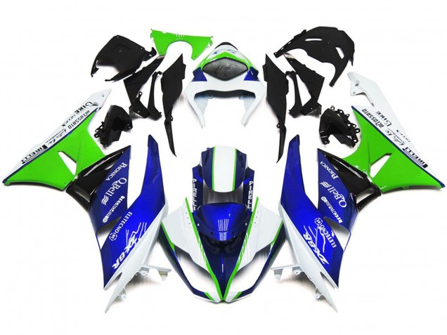 Azul Profundo Verde & Blanco 09-12 Kawasaki ZX6R Carenado Azul Profundo Verde & Blanco 09-12 Kawasaki ZX6R Carenado