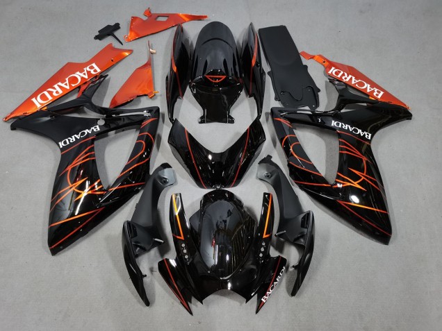 Bacardi Negro & Naranja 06-07 Suzuki GSXR 600-750 Carenado Bacardi Negro & Naranja 06-07 Suzuki GSXR 600-750 Carenado