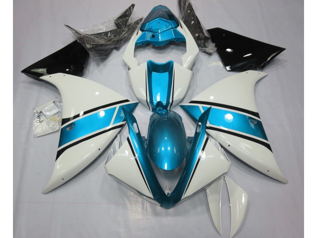Blanco Brillante & Azul Claro 09-11 Yamaha R1 Carenado Blanco Brillante & Azul Claro 09-11 Yamaha R1 Carenado
