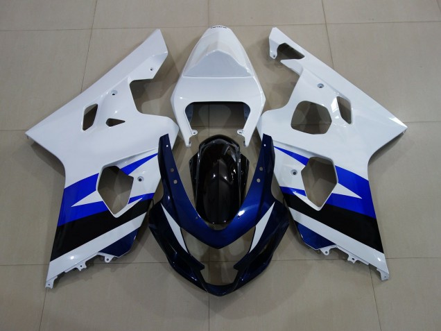 Blanco Brillante & Azul Intenso 04-05 Suzuki GSXR 600-750 Carenado Blanco Brillante & Azul Intenso 04-05 Suzuki GSXR 600-750 Carenado