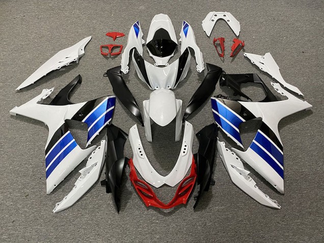 Blanco Brillante Azul Negro & Rojo 09-16 Suzuki GSXR 1000 Carenado Blanco Brillante Azul Negro & Rojo 09-16 Suzuki GSXR 1000 Carenado