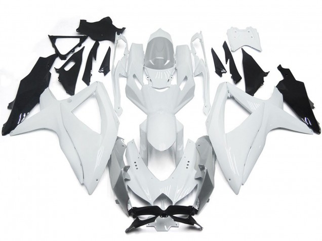 Blanco Brillante Con Plata 08-10 Suzuki GSXR 600-750 Carenado Blanco Brillante Con Plata 08-10 Suzuki GSXR 600-750 Carenado