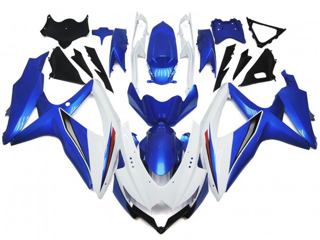 Blanco Brillante Con Plata & Azul 08-10 Suzuki GSXR 600-750 Carenado Blanco Brillante Con Plata & Azul 08-10 Suzuki GSXR 600-750 Carenado