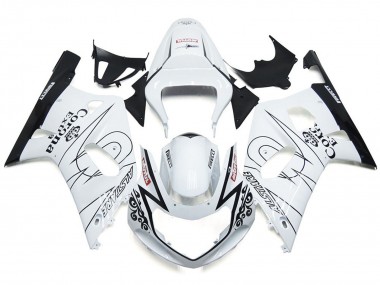Blanco Brillante Corona & Negro 01-03 Suzuki GSXR 600-750 Carenado