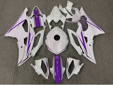 Blanco Brillante & Morado 08-16 Yamaha R6 Carenado