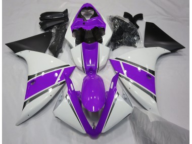 Blanco Brillante & Morado 09-11 Yamaha R1 Carenado