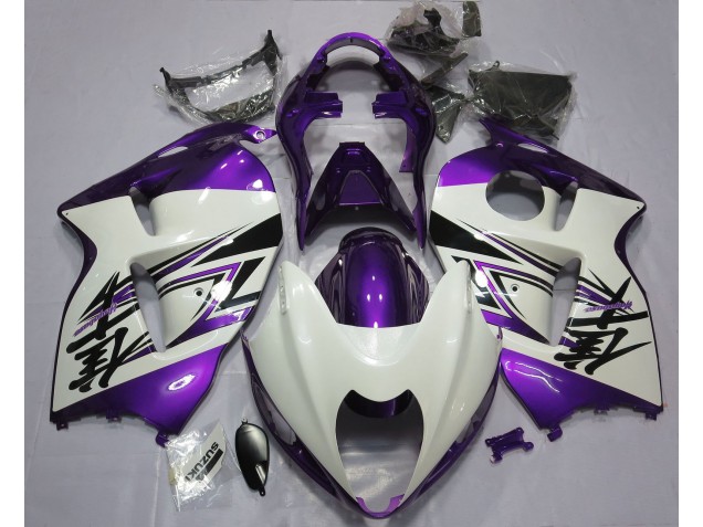 Blanco Brillante & Morado 97-07 Suzuki GSXR 1300 Carenado Blanco Brillante & Morado 97-07 Suzuki GSXR 1300 Carenado