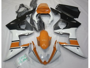 Blanco Brillante & Naranja 03-04 Yamaha R6 Carenado