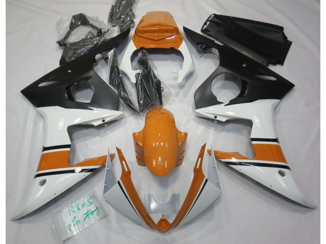 Blanco Brillante & Naranja 03-04 Yamaha R6 Carenado Blanco Brillante & Naranja 03-04 Yamaha R6 Carenado