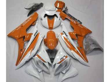 Blanco Brillante & Naranja 06-07 Yamaha R6 Carenado