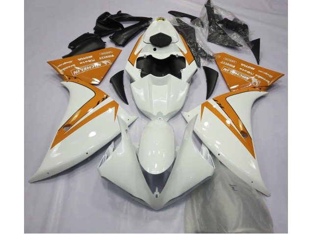 Blanco Brillante & Naranja 12-14 Yamaha R1 Carenado Blanco Brillante & Naranja 12-14 Yamaha R1 Carenado