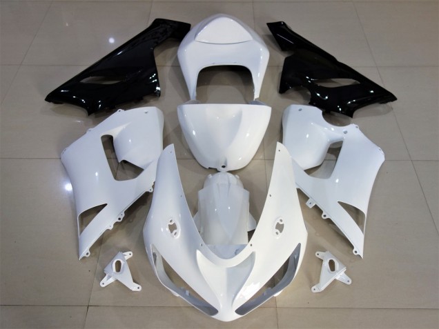 Blanco Brillante & Negro 05-06 Kawasaki ZX6R Carenado Blanco Brillante & Negro 05-06 Kawasaki ZX6R Carenado
