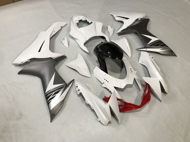 Blanco Brillante & Plata Mate 11-24 Suzuki GSXR 600-750 Carenado Blanco Brillante & Plata Mate 11-24 Suzuki GSXR 600-750 Carenado
