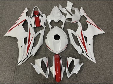 Blanco Brillante & Rojo 08-16 Yamaha R6 Carenado