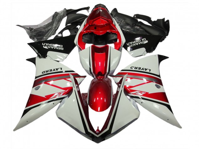 Blanco Brillante & Rojo 12-14 Yamaha R1 Carenado