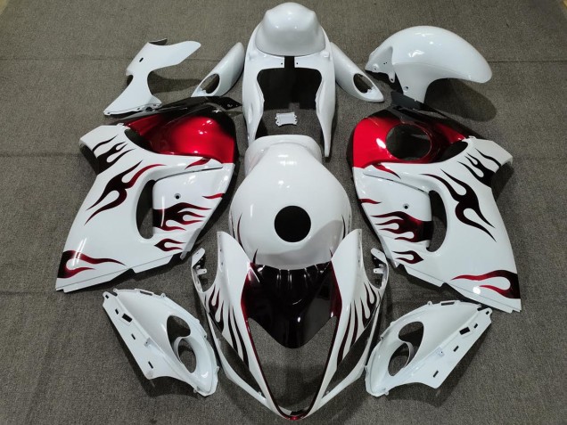 Blanco Brillante & Rojo Llama 08-20 Suzuki GSXR 1300 Carenado
