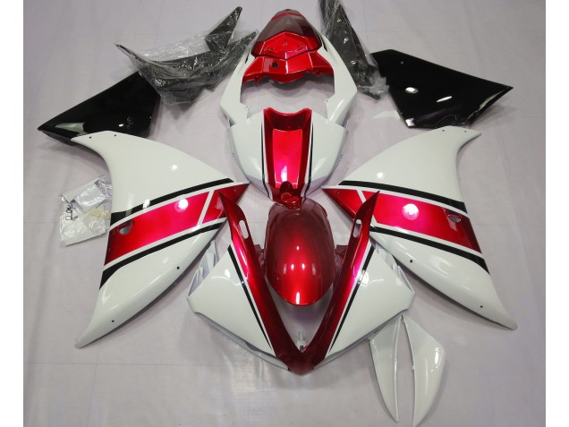 Blanco Brillante & Rojo Metalizado 09-11 Yamaha R1 Carenado Blanco Brillante & Rojo Metalizado 09-11 Yamaha R1 Carenado