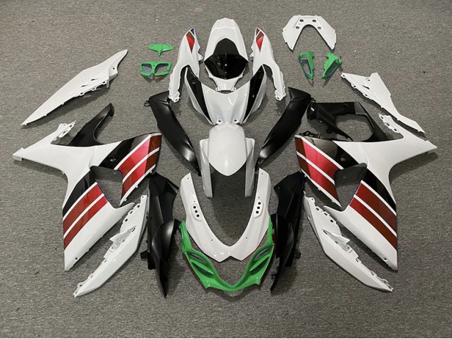 Blanco Brillante Rojo Negro & Verde 09-16 Suzuki GSXR 1000 Carenado Blanco Brillante Rojo Negro & Verde 09-16 Suzuki GSXR 1000 Carenado
