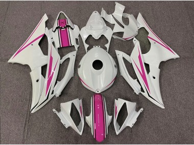 Blanco Brillante & Rosa 08-16 Yamaha R6 Carenado