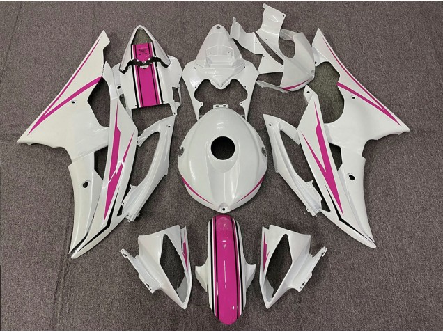 Blanco Brillante & Rosa 08-16 Yamaha R6 Carenado Blanco Brillante & Rosa 08-16 Yamaha R6 Carenado