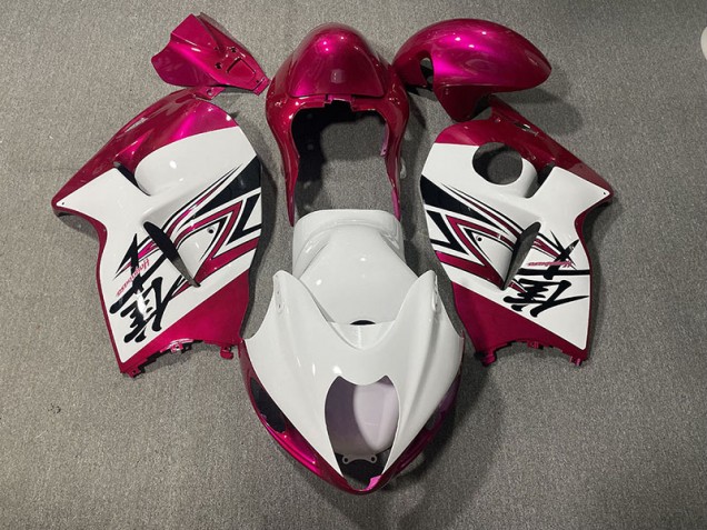 Blanco Brillante & Rosa 97-07 Suzuki GSXR 1300 Carenado Blanco Brillante & Rosa 97-07 Suzuki GSXR 1300 Carenado