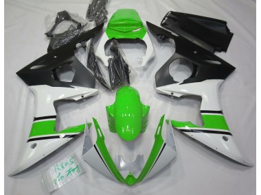 Blanco Brillante & Verde 03-04 Yamaha R6 Carenado
