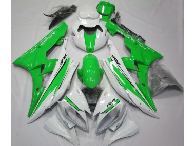 Blanco Brillante & Verde 06-07 Yamaha R6 Carenado