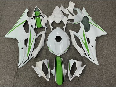 Blanco Brillante & Verde 08-16 Yamaha R6 Carenado