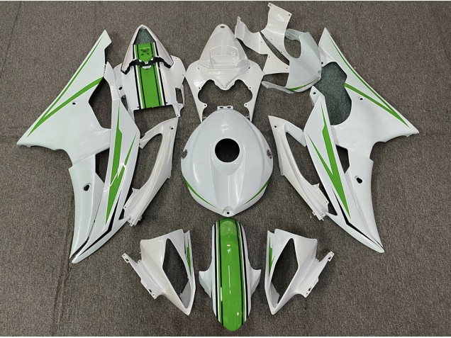 Blanco Brillante & Verde 08-16 Yamaha R6 Carenado Blanco Brillante & Verde 08-16 Yamaha R6 Carenado