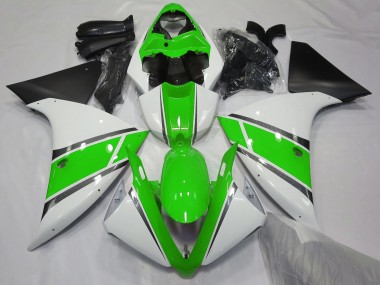 Blanco Brillante & Verde 09-11 Yamaha R1 Carenado