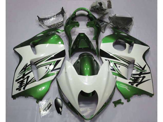 Blanco Brillante & Verde 97-07 Suzuki GSXR 1300 Carenado Blanco Brillante & Verde 97-07 Suzuki GSXR 1300 Carenado