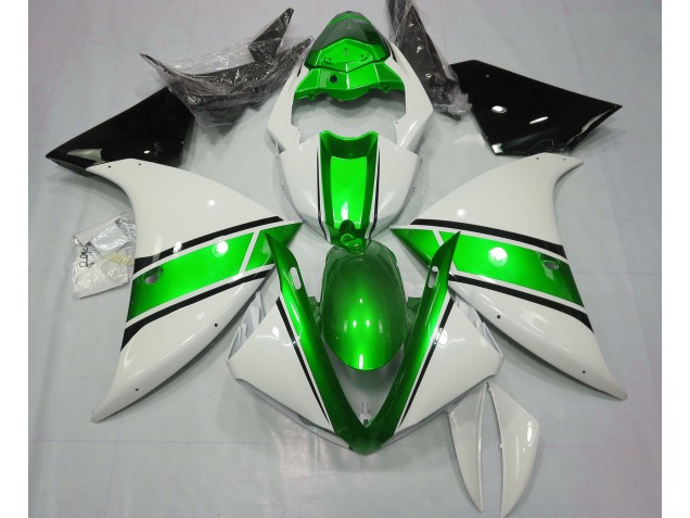 Blanco Brillante & Verde Metalizado 09-11 Yamaha R1 Carenado Blanco Brillante & Verde Metalizado 09-11 Yamaha R1 Carenado