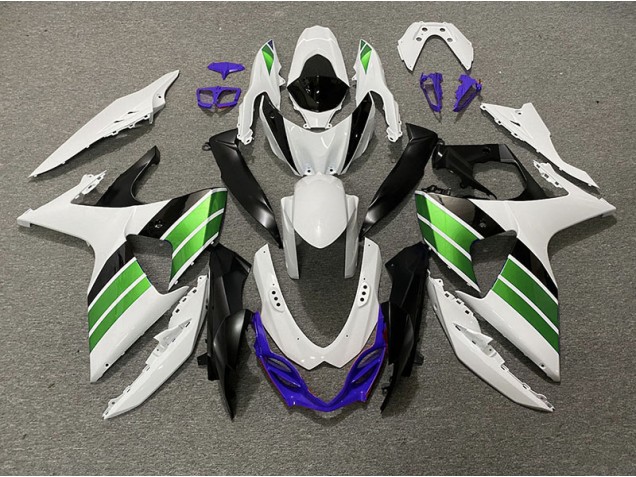 Blanco Brillante Verde Negro & Morado 09-16 Suzuki GSXR 1000 Carenado Blanco Brillante Verde Negro & Morado 09-16 Suzuki GSXR 1000 Carenado