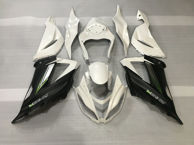 Blanco Cristal & Negro Satinado 13-18 Kawasaki ZX6R Carenado
